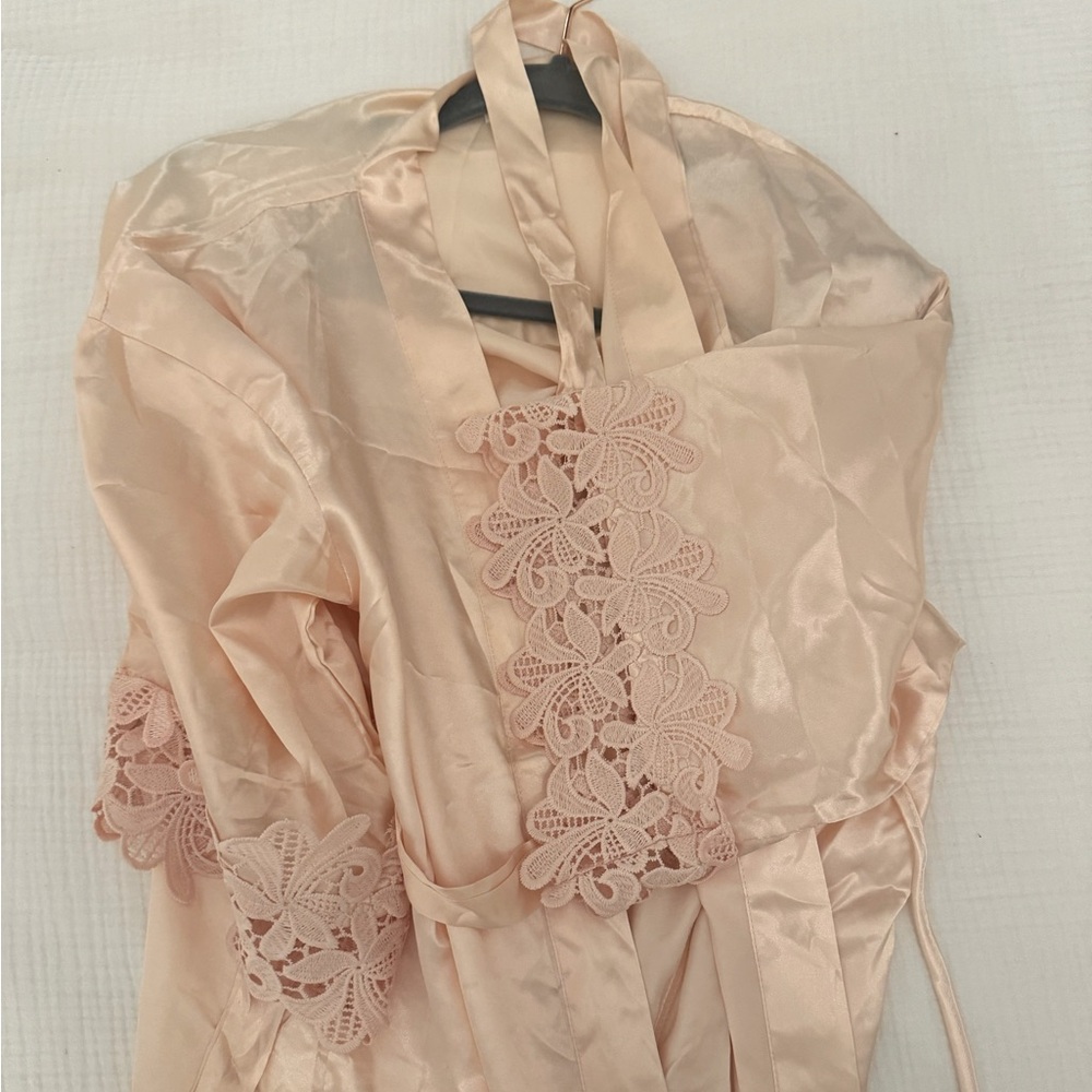 Blush Pink Satin Robe Sz L